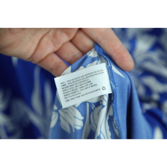 ALEXIS 4X Dress For Target Satin Feminine Ruffle Blue Tropical Midi Plus Size - Picture 8 of 9